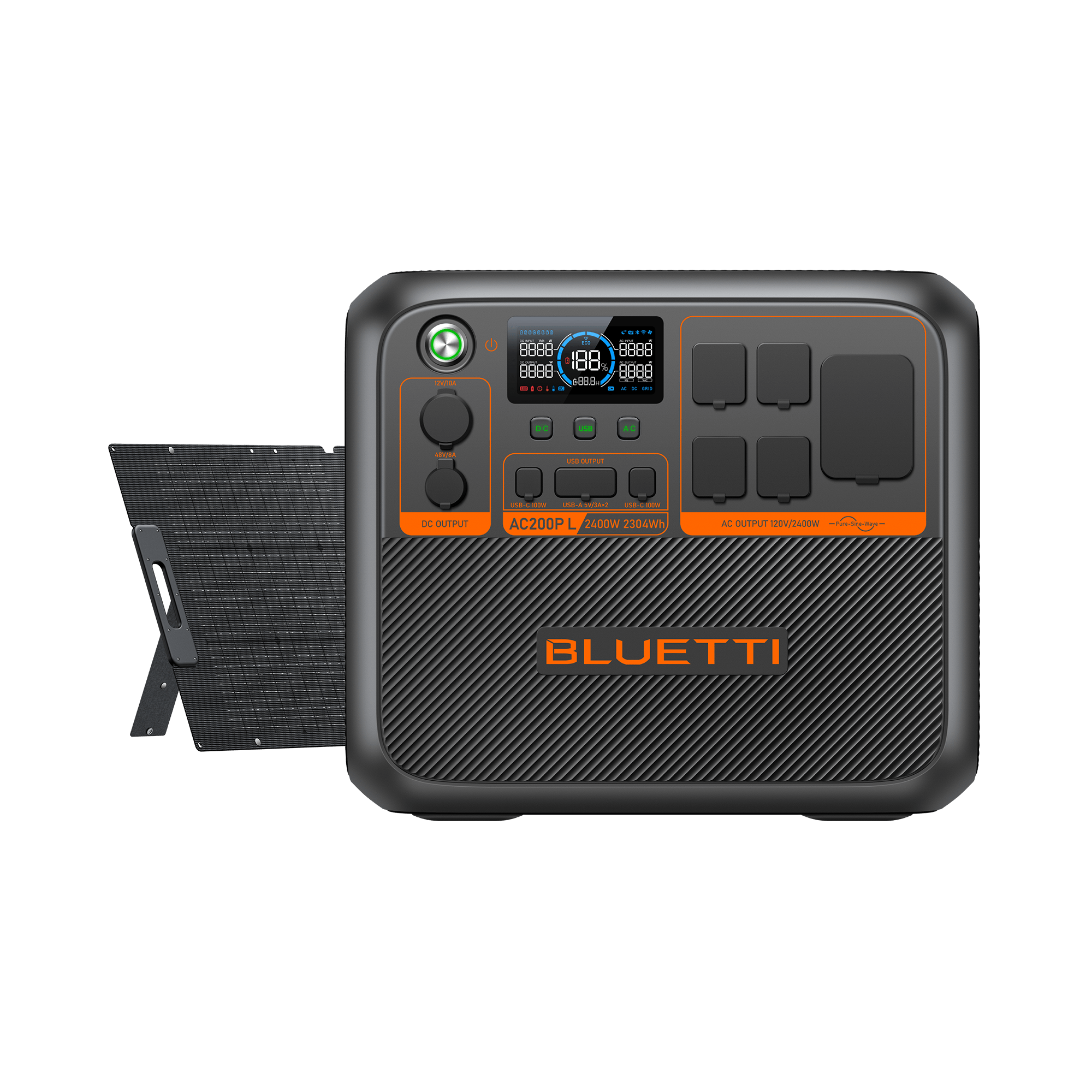 BLUETTI AC200P Power Station Solar Generator + P200D 200W Solar Panel
