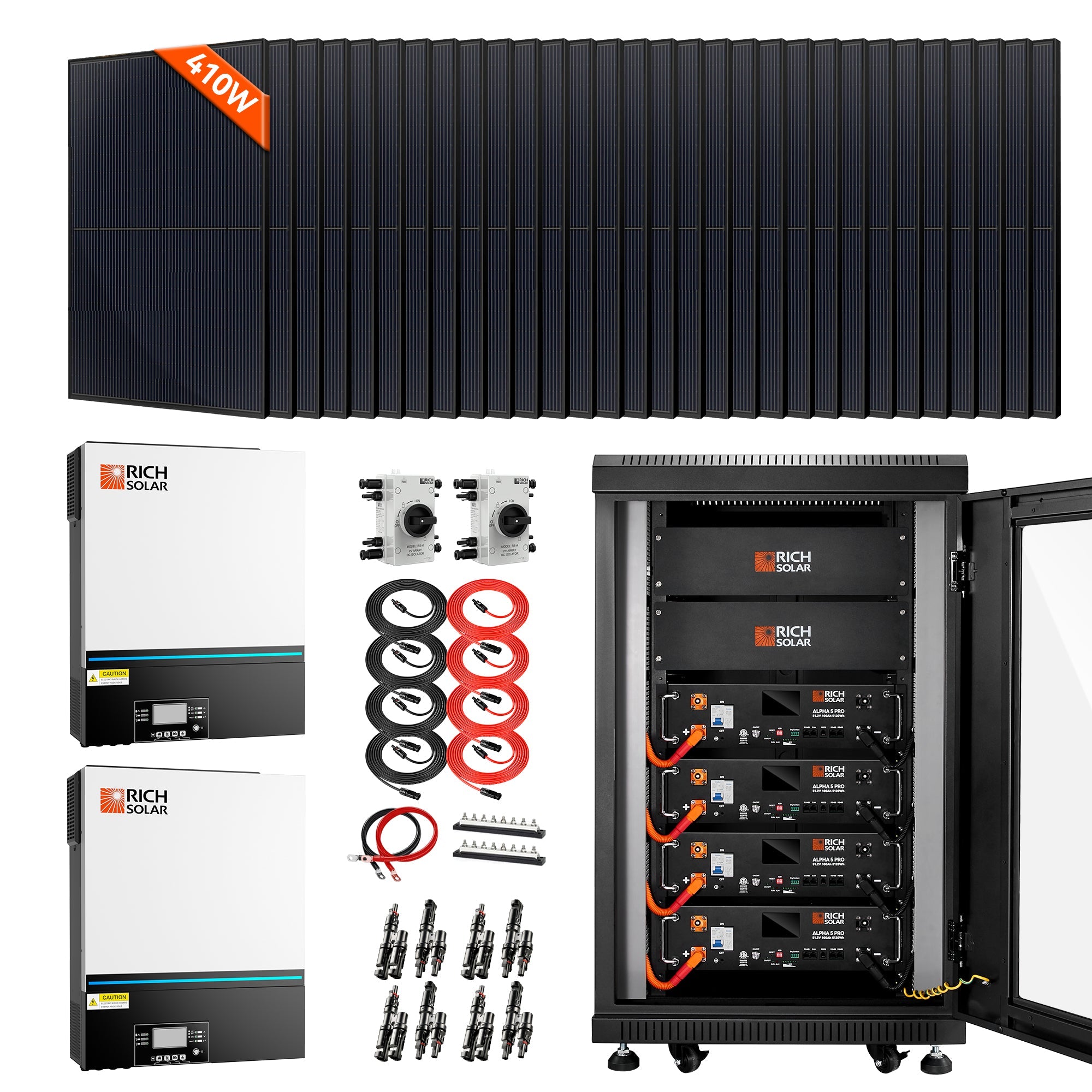 Rich Solar Complete Off-Grid Solar Kit | 13,000W 120/240V Output | 48VDC