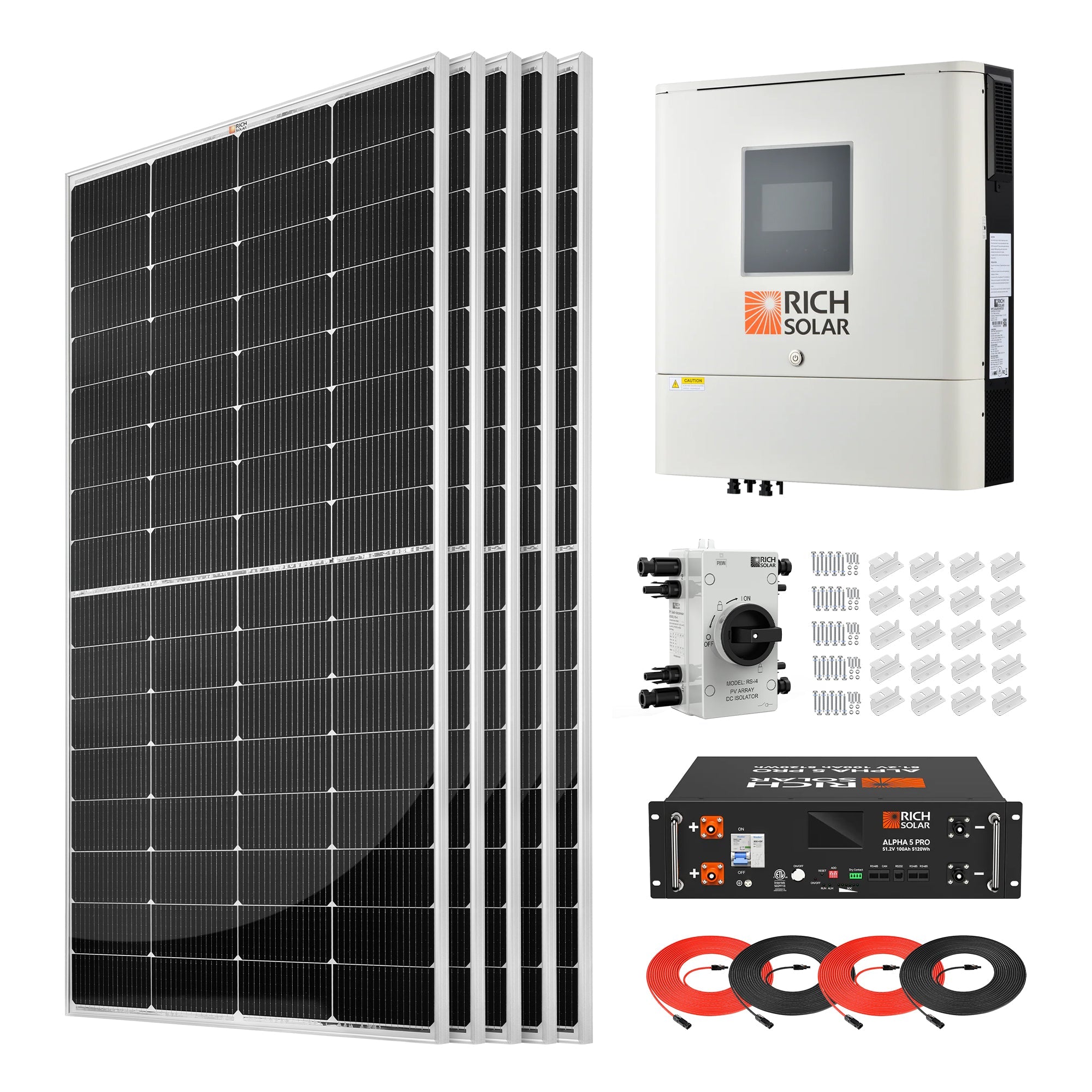 Rich Solar 1250W 48VDC-120VAC Solar Kit